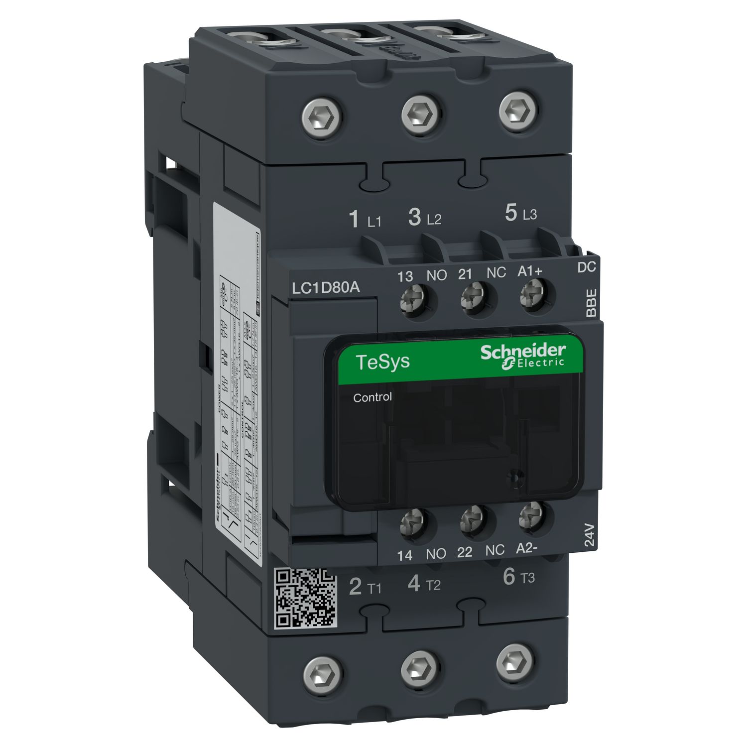 Picture of Contactor, TeSys Deca, 3P(3NO), AC-3/AC-3e, <=440V, 66A, 24V DC coil, EverLink BTR screws