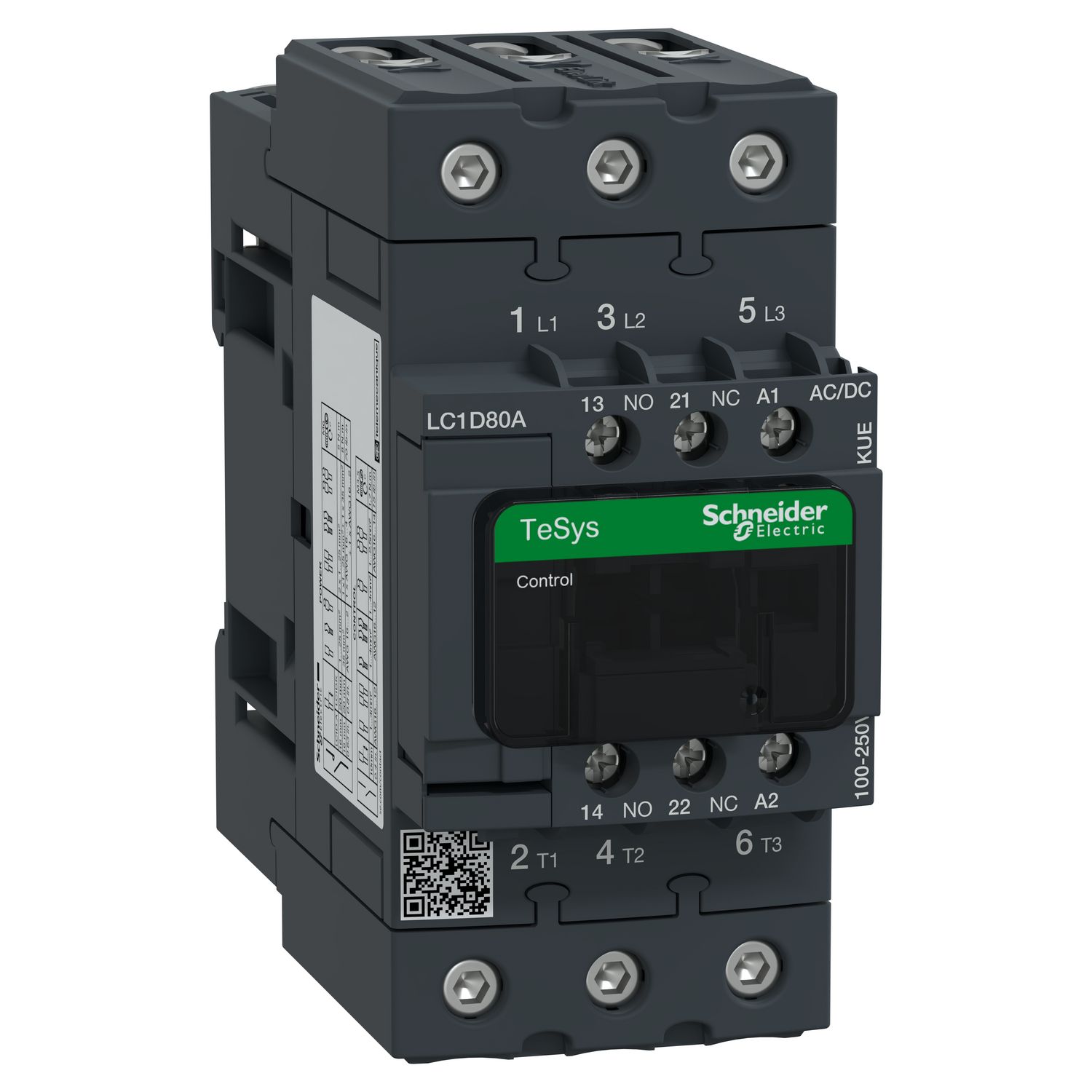 Picture of Contactor, TeSys Deca, 3P(3NO), AC-3/AC-3e, <=440V, 66A, 100...250V AC/DC coilEverLink BTR screws