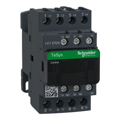 Picture of Contactor, TeSys D, TeSys Deca, 4P(4 NO), AC-1, 0 to 440V, 25A, 24VAC 50/60Hz coil