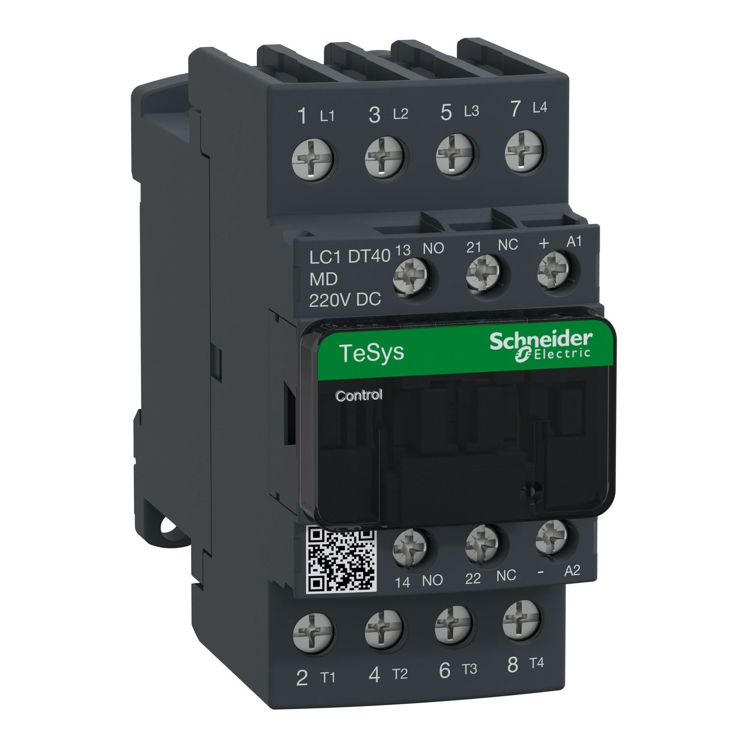 Picture of Contactor, TeSys D, TeSys Deca, 4P(4 NO), AC-1, 0 to 440V, 40A, 220VDC standard coil