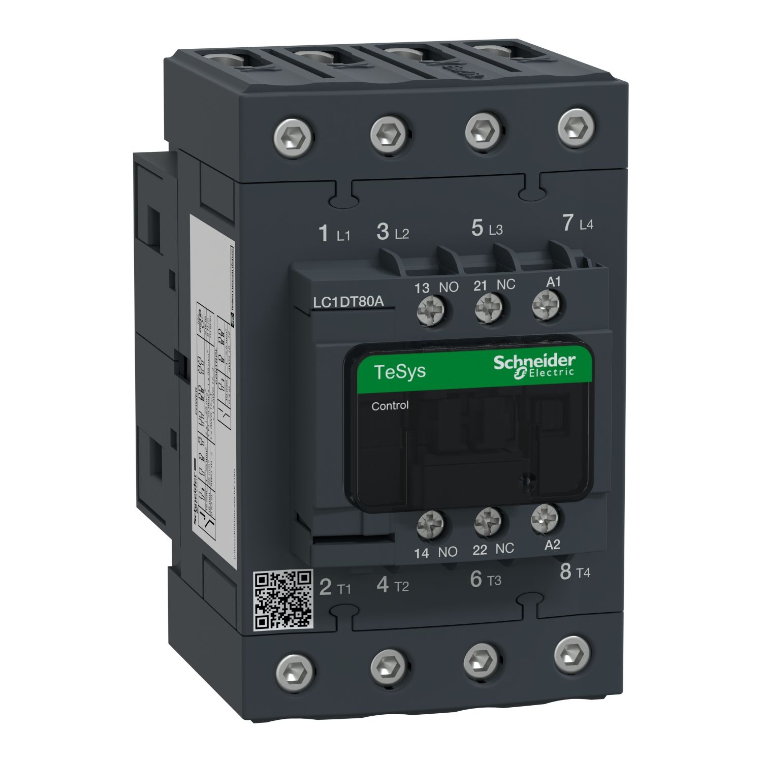 Picture of Contactor, TeSys D, TeSys Deca, 4P(4 NO), AC-1, 0 to 440V, 80A, 230V AC 50/60Hz coil