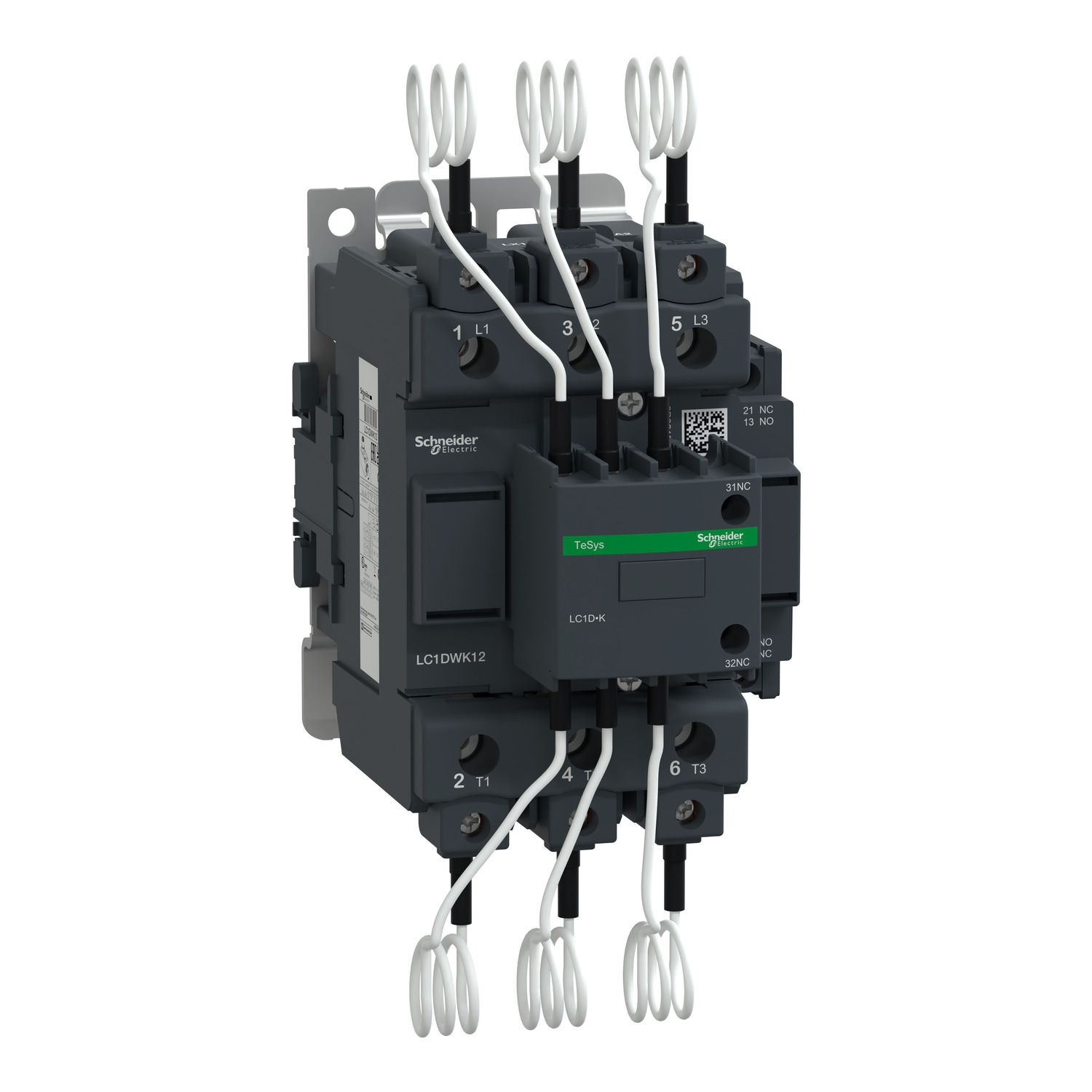 Picture of Capacitor contactor, Tesys Deca, 63kVAR at 400/415V 50Hz, 230V AC 50/60Hz coil, screw clamp terminals