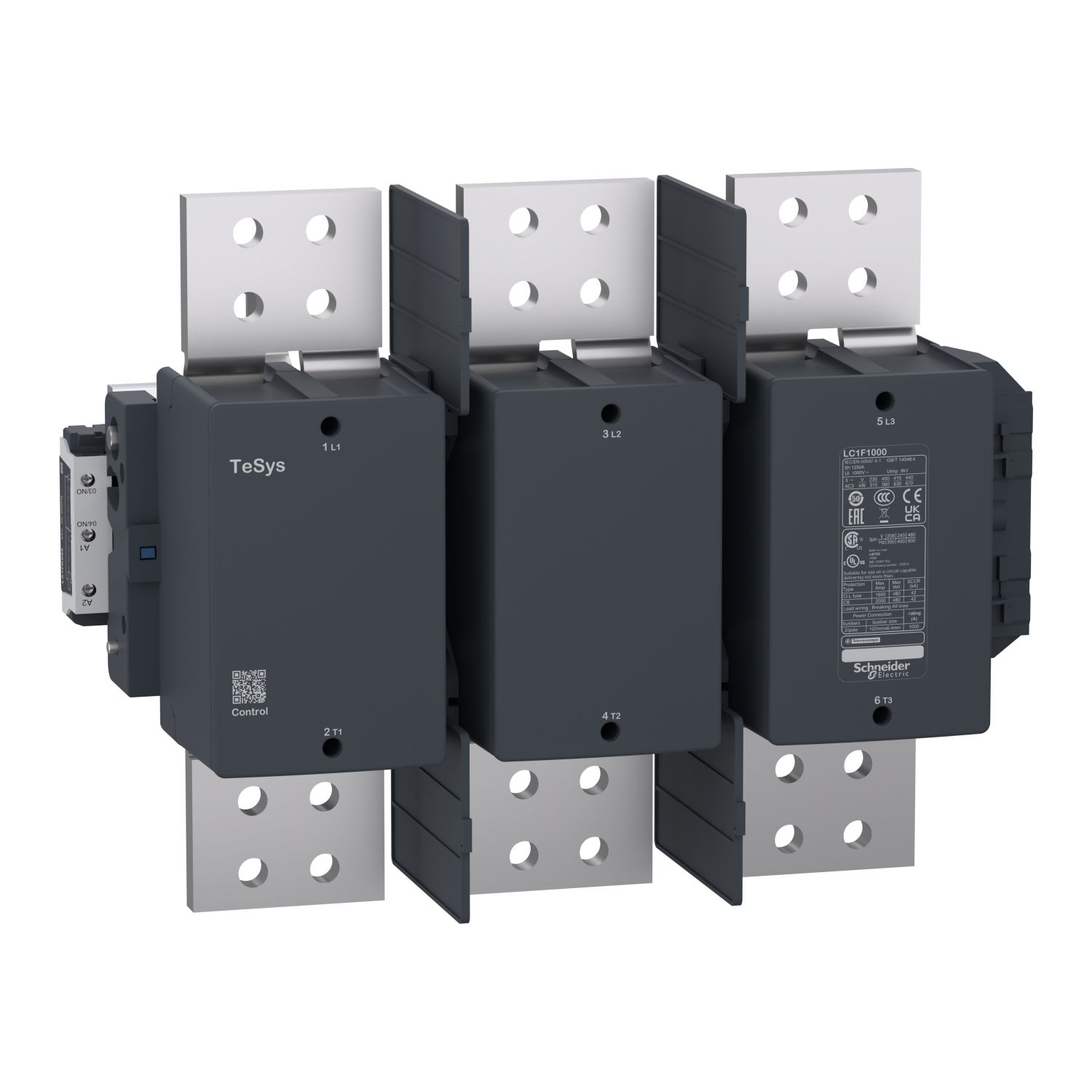 Picture of contactor, TeSys F, 3P(3NO), AC-3, <=440V 1000A, coil 110V AC