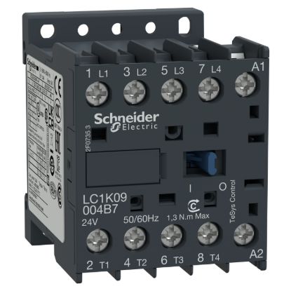 Picture of Contactor, TeSys K, 4P(4NO), AC-1, 440V 20A, 24V AC standard coil