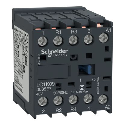 Picture of contactor, TeSys K, 4P(2NO+2NC), AC-1 440V 20A, 48V AC coil,solder pins