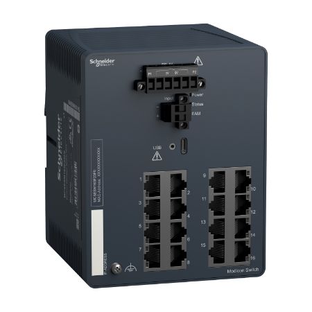 Picture of network switch, Modicon Networking, managed, 16 ports for copper