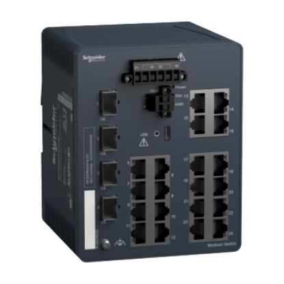 Picture of network switch, Modicon Networking, managed, 20 ports for copper with 4Gigabit SFP