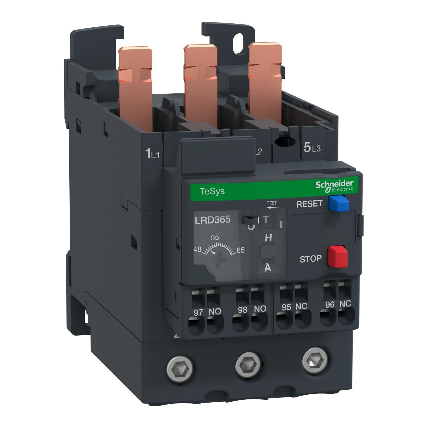 Picture of Thermal overload relay,TeSys Deca,48-65A,1NO+1NC,class 10A,EverLink springs