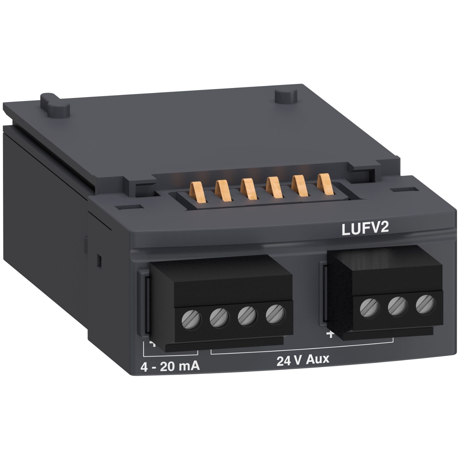 Picture of Function module, TeSys Ultra, 24VDC, front side, indication of motor load 4 to 20 mA