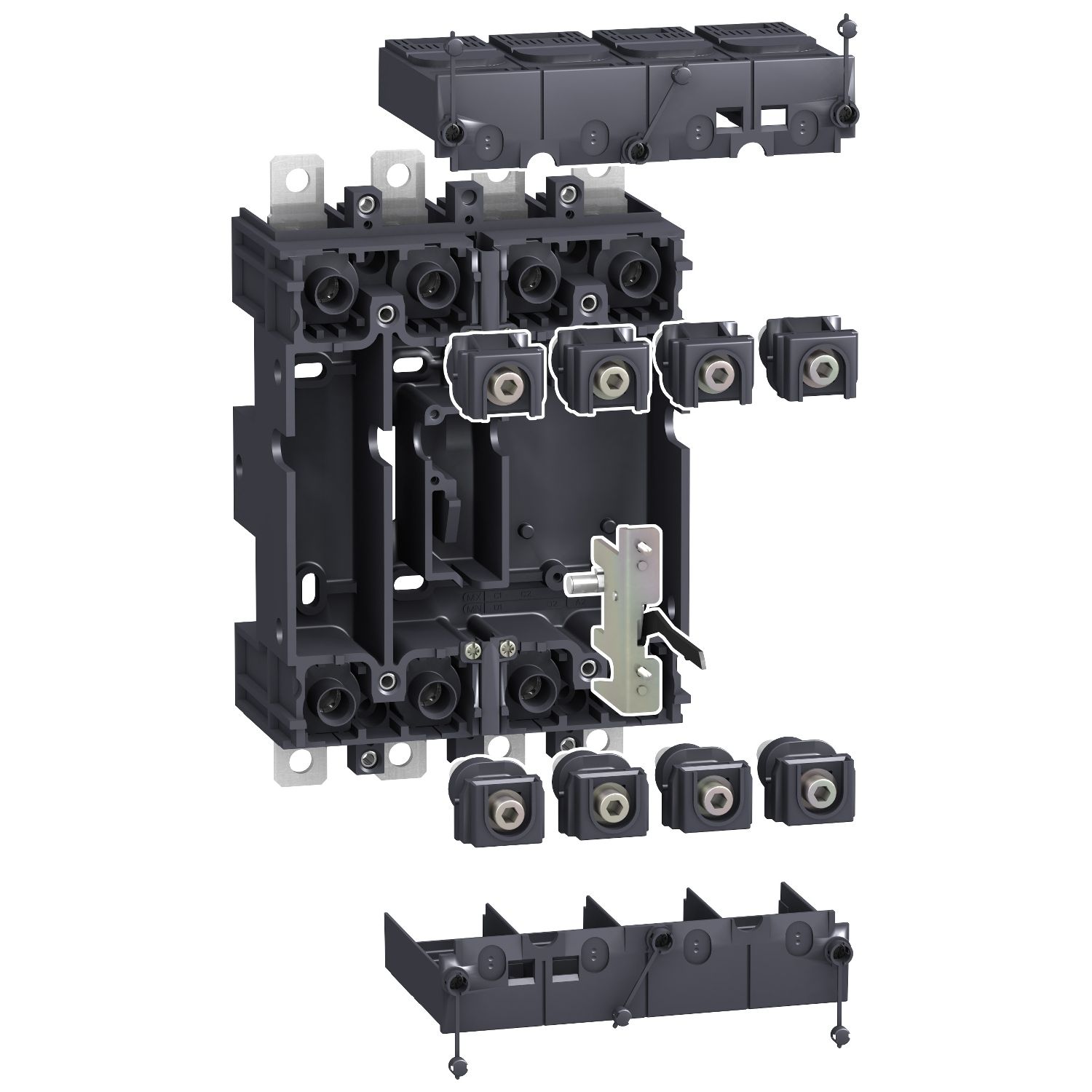 Picture of plug in base, ComPact NSX100/160/250, front/rear connected, 4 poles