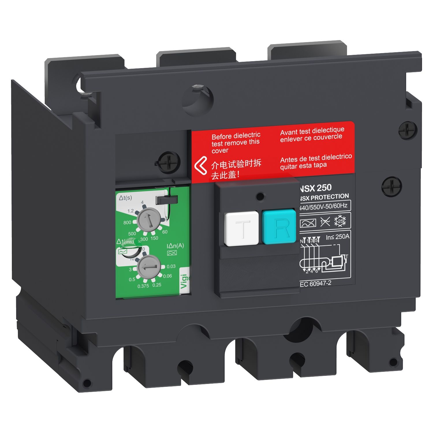 Picture of Earth-leakage add-on protection module VigiPacT, ComPacT NSX 100/160, 200VAC to 440VAC, 30mA to 30A, 3 poles