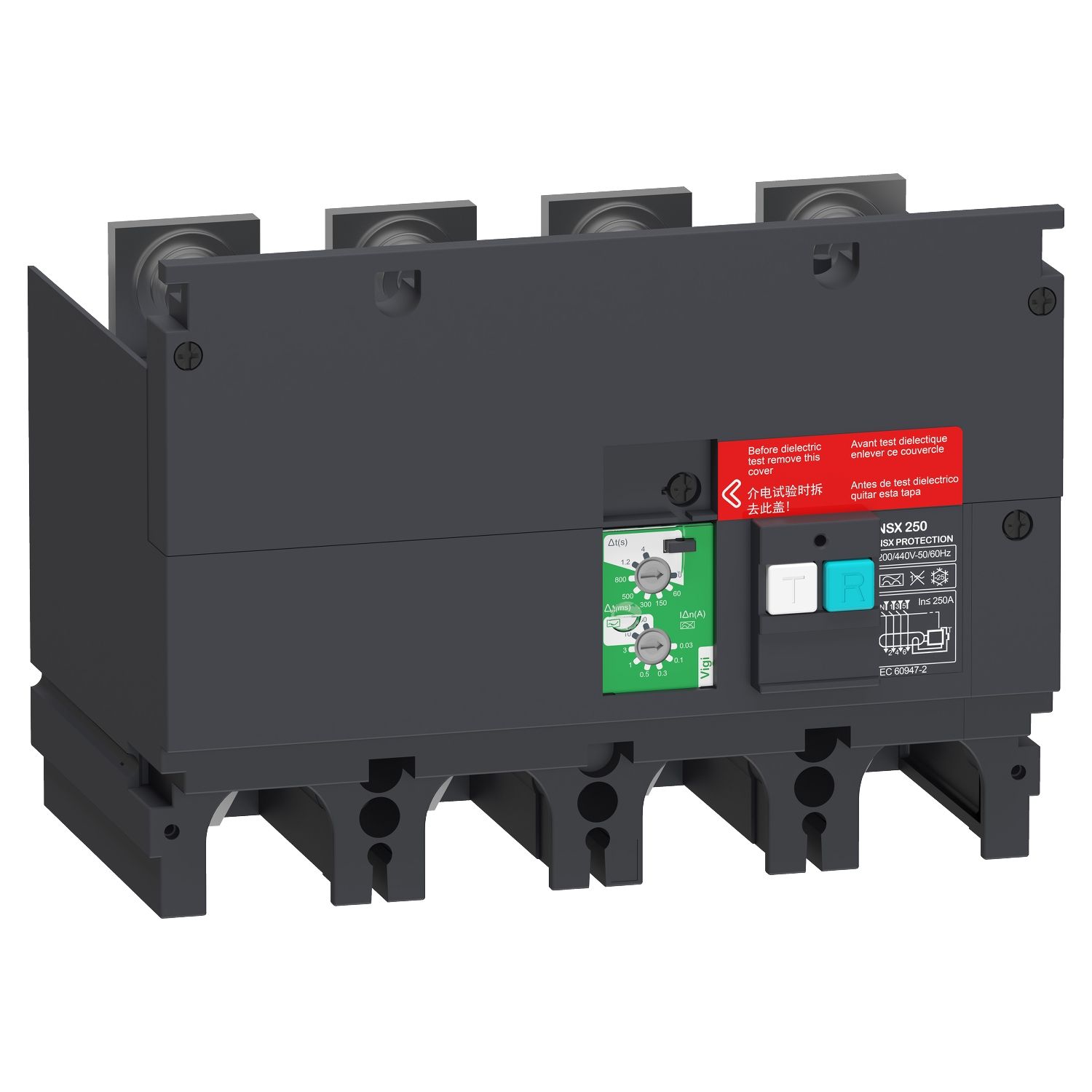 Picture of Earth-leakage add-on protection module VigiPacT, ComPacT NSX 250, 200VAC to 440VAC, 30mA to 30A, 4 poles