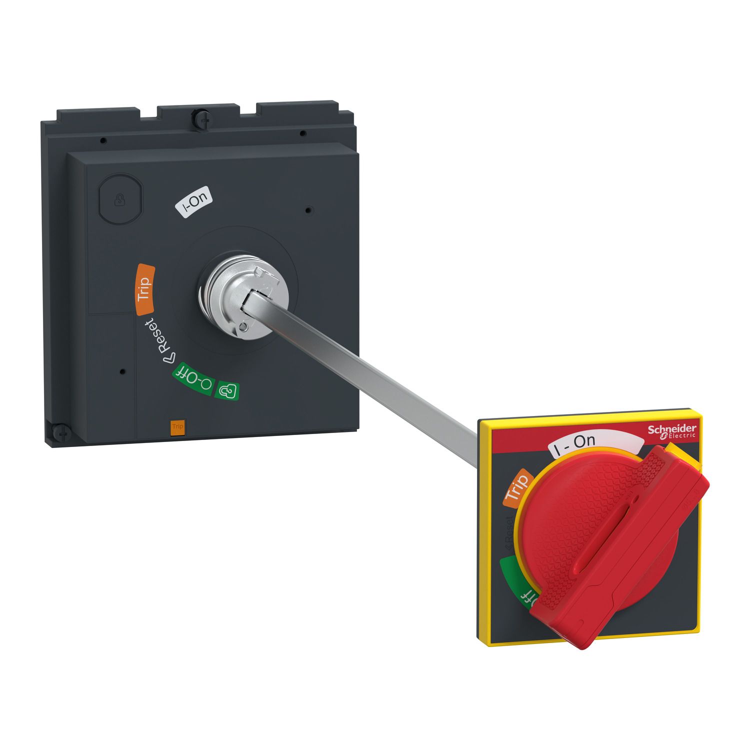 Picture of Extended rotary handle, ComPacT NSX400/630, red handle/yellow front, shaft length 209mm to 600mm, IP55