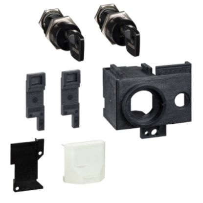 Picture of Locking kit, MasterPact NT, frame, spare part, circuit breaker locking, OFF position, 2 locks with 1 key, with adaptation kit, PROFALUX keylock