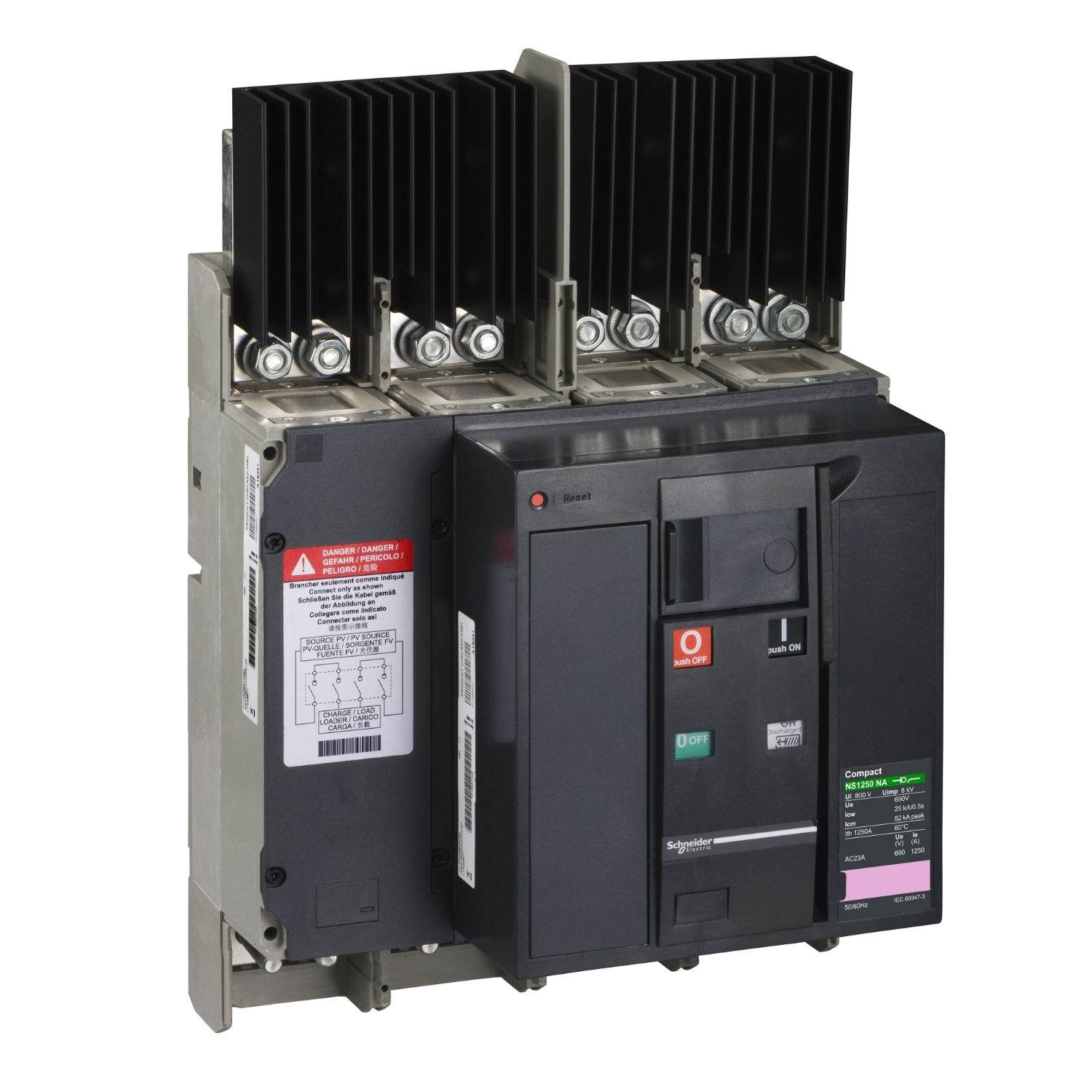 Picture of Switch disconnector, ComPacT NSX1250 NA DC PV, 4 poles,1250A, fixed, electrically operated