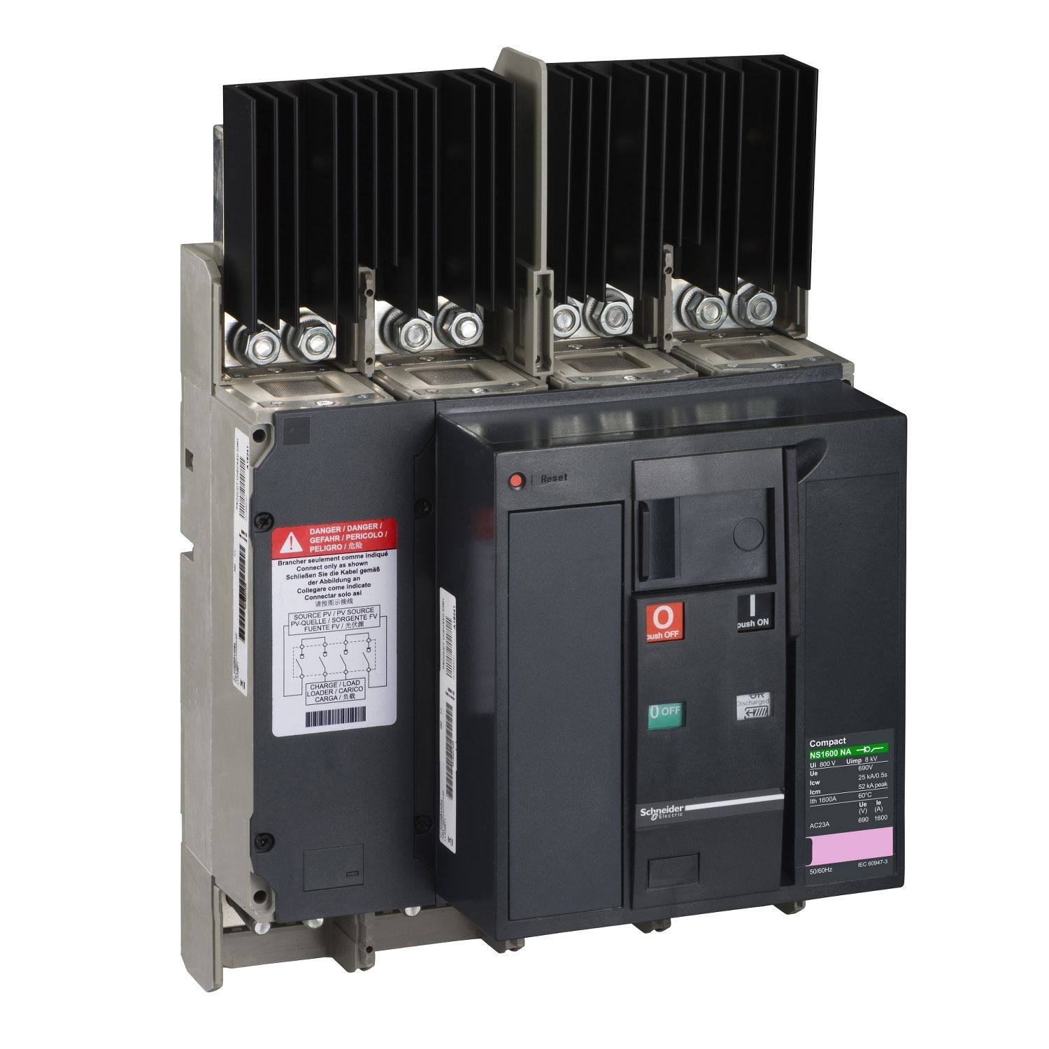 Picture of Switch disconnector, ComPacT NSX1600 NA DC PV, 4 poles, 1600A, fixed, electrically operated