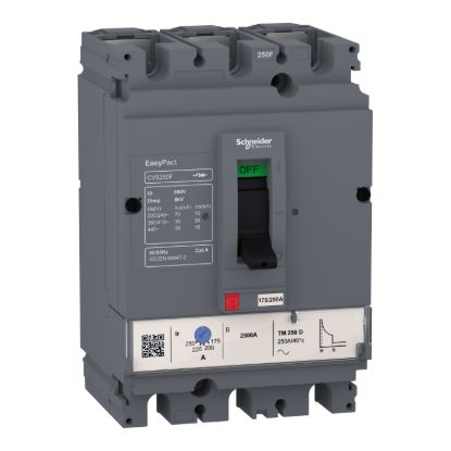 Picture of circuit breaker, EasyPact CVS160F, 36kA at 415VAC, 160A, TM-D trip unit, 3P3d