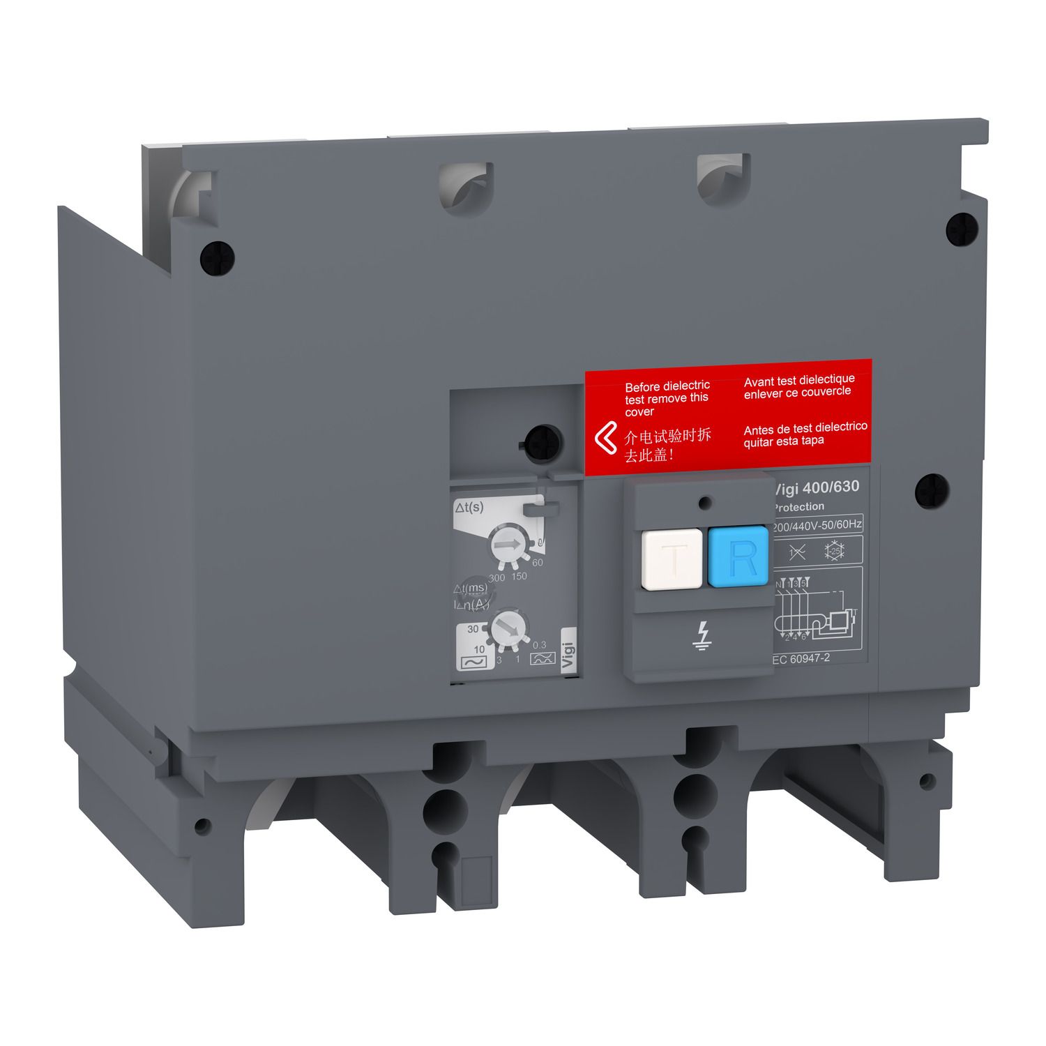 Picture of Earth-leakage add-on protection module, EasyPact CVS 400/630, 200VAC to 440VAC, 30mA to 30A, 3 poles