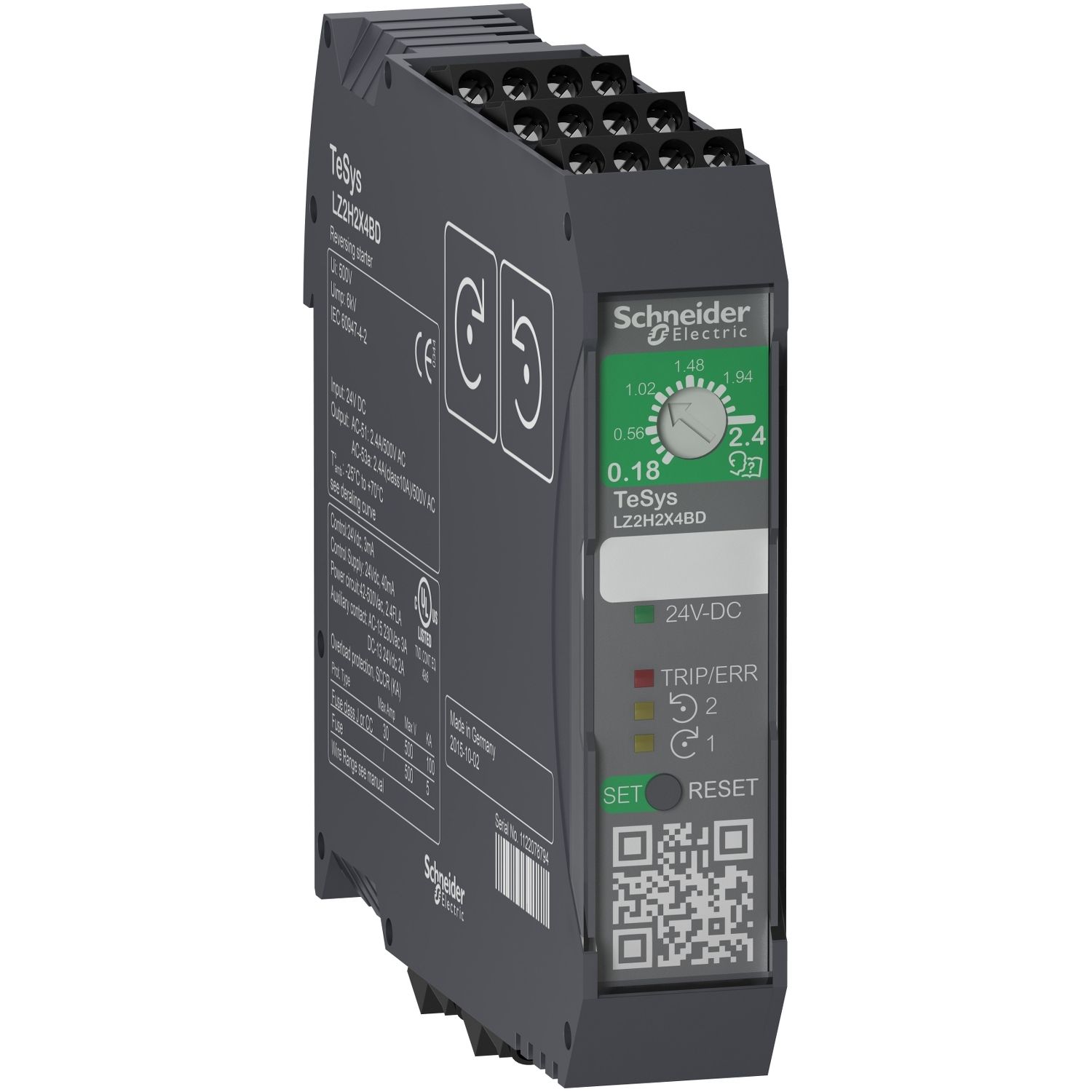 Picture of Reversing ultra compact starter, TeSys H, TeSys Hybrid, 3P, 500VAC, 0.75kW at 400V, 24VDC