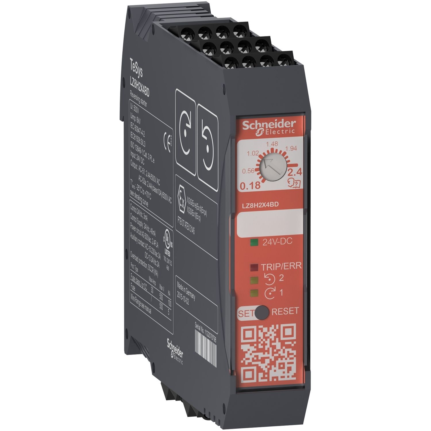 Picture of Reversing ultra compact starter, TeSys H, TeSys Hybrid, Safe Torque Off, 3P, 500VAC, 3kW at 400V, 24VDC
