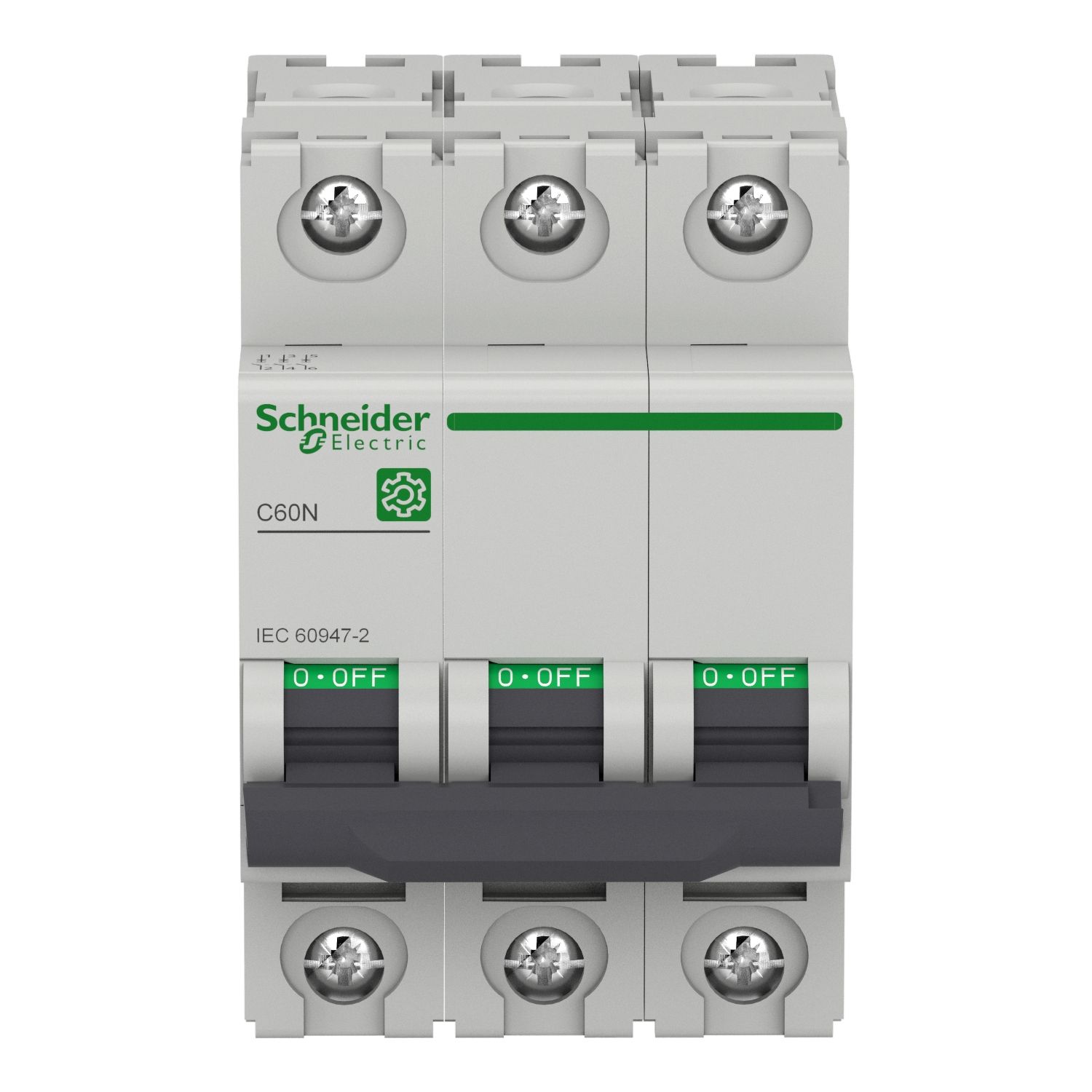 Picture of Miniature circuit breaker (MCB), Multi9 C60N, 3P, 2A, C curve, 10kA (IEC/EN 60947-2)