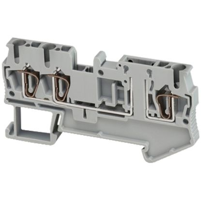 Picture of Terminal block, spring type, basic disconnect terminal, 3 points, 4mm², grey