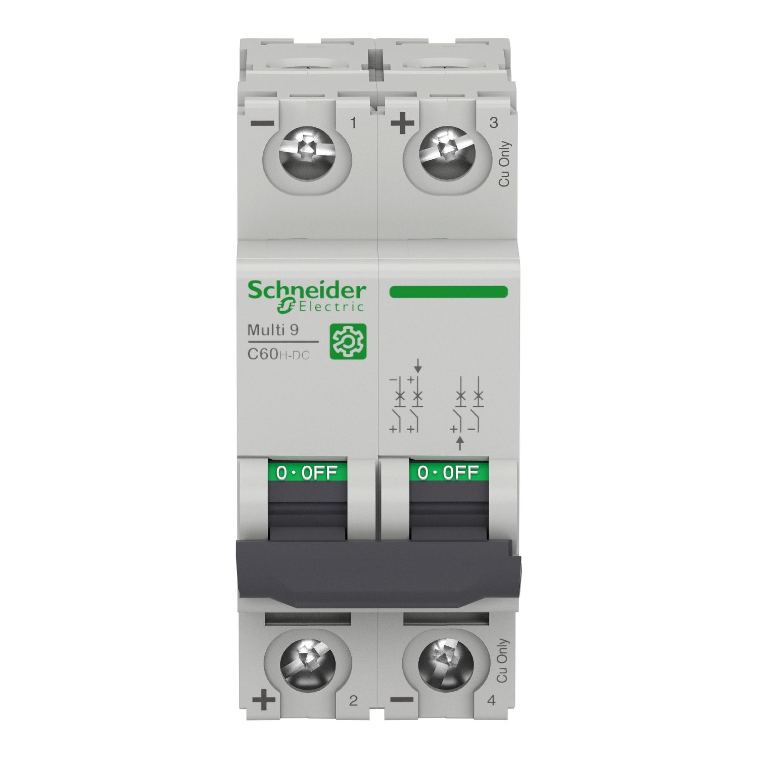 Picture of Miniature circuit breaker (MCB), Multi9 C60H-DC, 2P, 1A, C curve, 5kA (UL1077), 6kA (IEC/EN 60947-2)