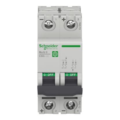 Picture of Miniature circuit breaker (MCB), Multi9 C60H-DC, 2P, 20A, C curve, 5kA (UL1077), 6kA (IEC/EN 60947-2)
