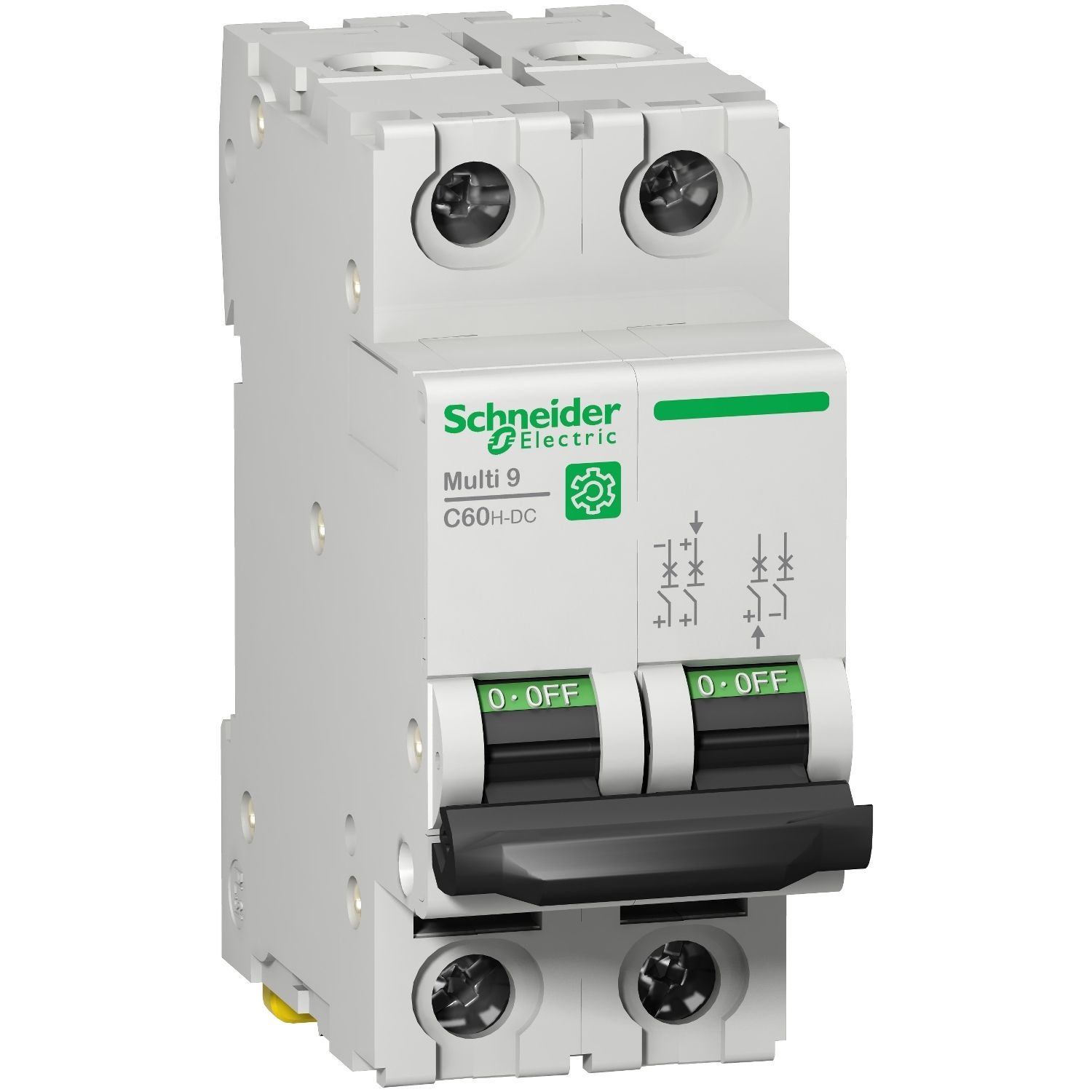 Picture of Miniature circuit breaker (MCB), Multi9 C60H-DC, 2P, 0.5A, C curve, 5kA (UL1077), 6kA (IEC/EN 60947-2)