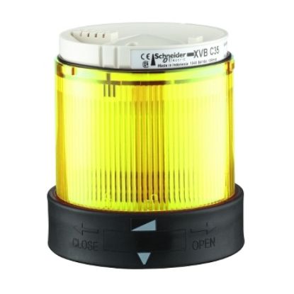 Picture of Harmony XVB, Indicator bank, illuminated unit, plastic, yellow, 70mm, flashing, for bulb or LED, 24V AC, 24...48V DC
