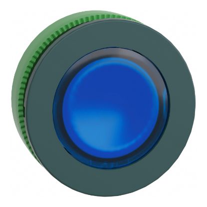 Picture of Head for illuminated push button, Harmony XB5, antimicrobial, plastic, blue flush mounted, 30mm, universal LED,