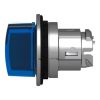 Picture of Head for illuminated selector switch, Harmony XB4, universal LED,  blue handle, flush, 30mm, 3 positions, spring return