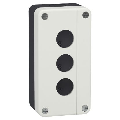 Picture of Empty enclosure, Easy Harmony XALB, plastic, grey lid, 3 cut outs, 22mm, IP65
