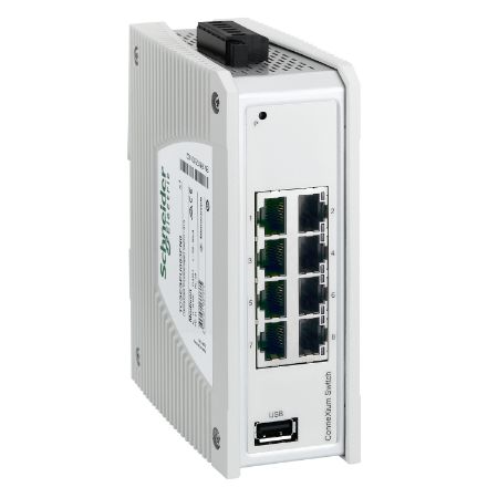 Picture of network switch, Modicon Networking, premium unmanaged, 8 ports for copper