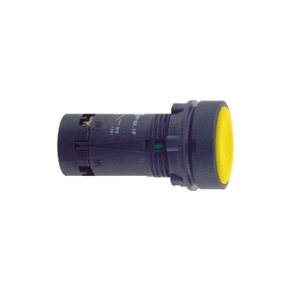 Picture of yellow flush pushbutton Ø22 - spring return -1NO- screw clamp terminals-unmarked