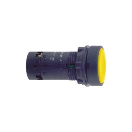 Picture of yellow flush pushbutton Ø22 - spring return -1NO- screw clamp terminals-unmarked