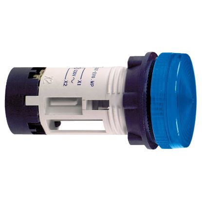 Picture of round pilot light Ø 22 - blue - BA 9s neon - 230 V - screw clamp terminals