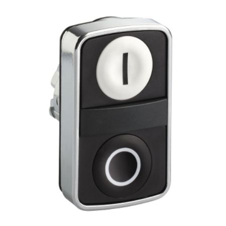 Picture of white flush/black flush double-headed pushbutton Ø22 with marking
