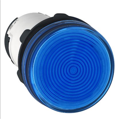 Picture of round pilot light Ø 22 - blue - bulb BA 9s - 230 V - faston connectors