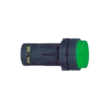 Picture of green illuminated pushbutton Ø 22 - spring return - 230 V - 1 NO