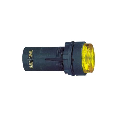 Picture of yellow illuminated pushbutton Ø 22 - spring return - 230 V - 1 NO