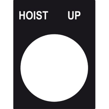 Picture of Marked legend, Harmony XAC, nameplate, 30 x 40mm, plastic, black, 22mm push button, white marked HOIST UP
