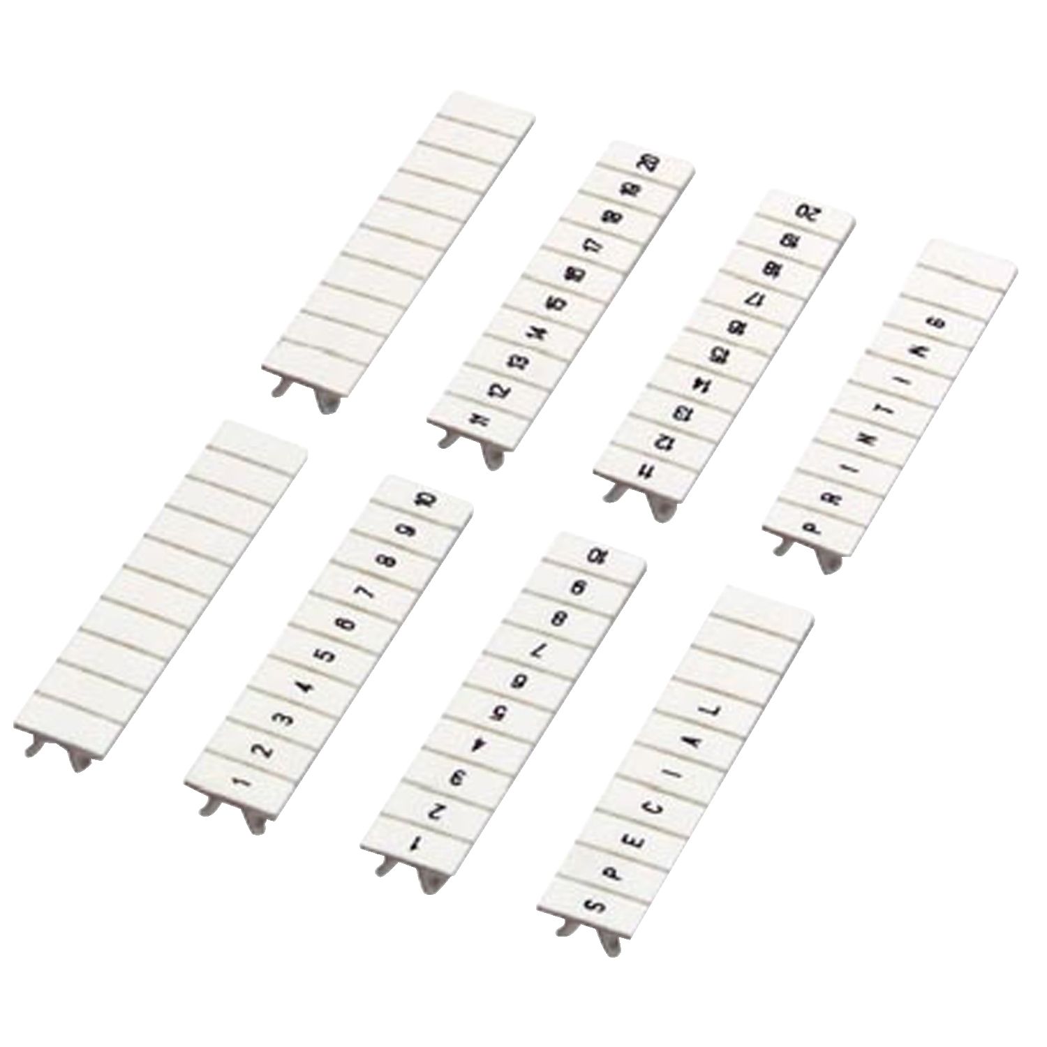 Picture of Marking strip, Linergy TR, clip in type, 5mm, printed characters 51 to 60, printed horizontal, white, Set of 10