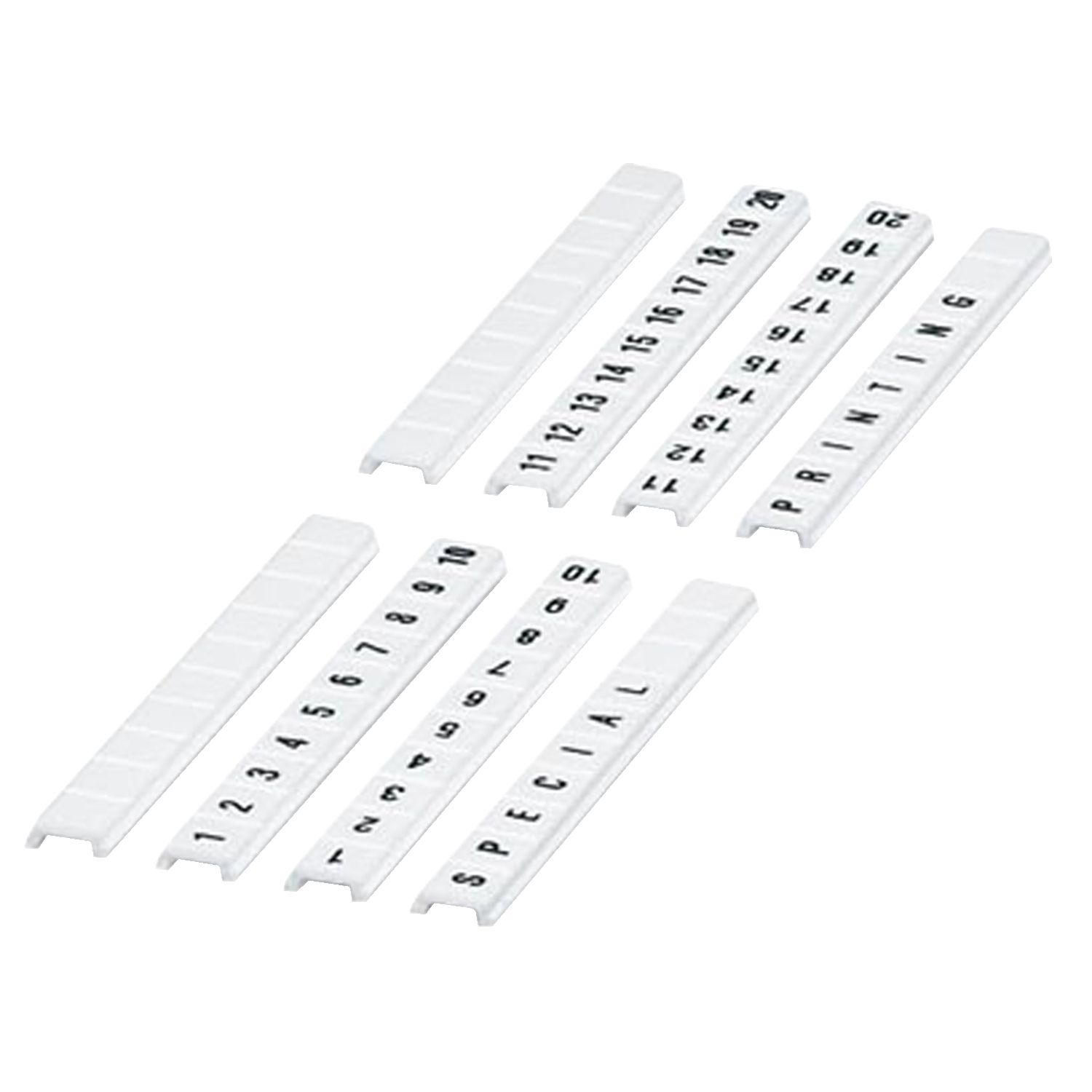 Picture of Marking strip, Linergy TR, clip in type, flat, 6mm, printed characters 31 to 40, printed horizontal, white, Set of 10