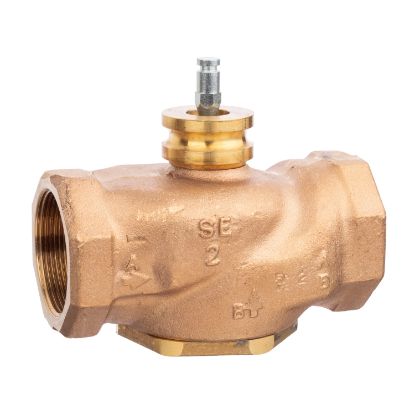 Picture of VG210R Globe Valve, 2-Way, DN50, Rp 2 Internal Thread, Brass Trim, PTFE Seat Seal, Kvs 35 mÂ³/h, Stem Up Closed.