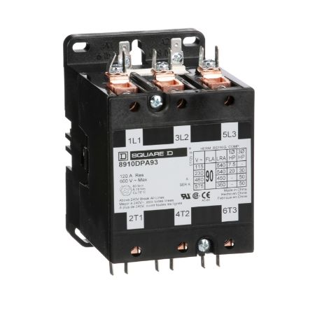Picture of Contactor, Definite Purpose, 90A, 3 pole, 50HP at 575VAC, 3 phase, 110/120VAC 50/60Hz coil, open