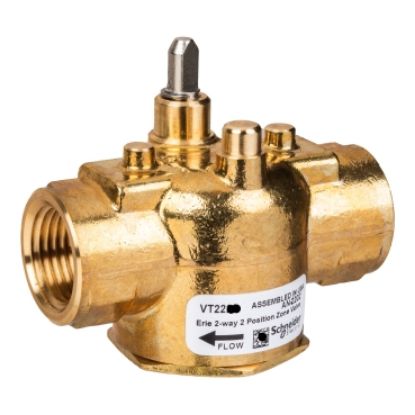 Picture of Erie Zone Valve, 2-Way, PN16, DN15 (1/2"), Rp Thread, Kvs 3.0 mÂ³/h (Cv 3.5), Pop-Top Actuator Connection, Brass Body.