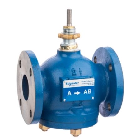 Picture of Schneider Electric, Globe Valve, 2-1/2 in, 2-way, flanged cast iron body, stem up open, brass trim, 56 Cv, balanced plug technology