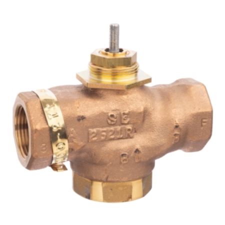 Picture of Venta, Globe Valve, 1 in, 3-way mixing, straight threaded NPT, stem up closes port A, brass trim, 14 Cv