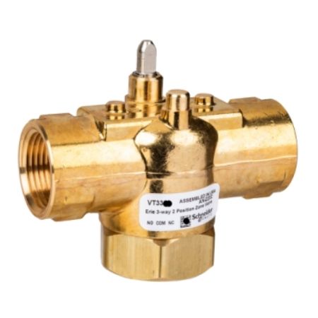 Picture of Erie Zone Valve, 3-Way, PN16, DN20 (3/4"), Rp Thread, Kvs 2.6 mÂ³/h (Cv 3.0), Pop-Top Actuator Connection, Brass Body.